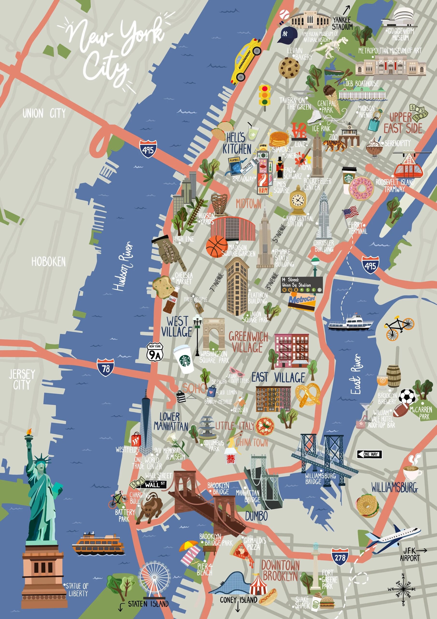 New York Map And Travel Guide Etsy