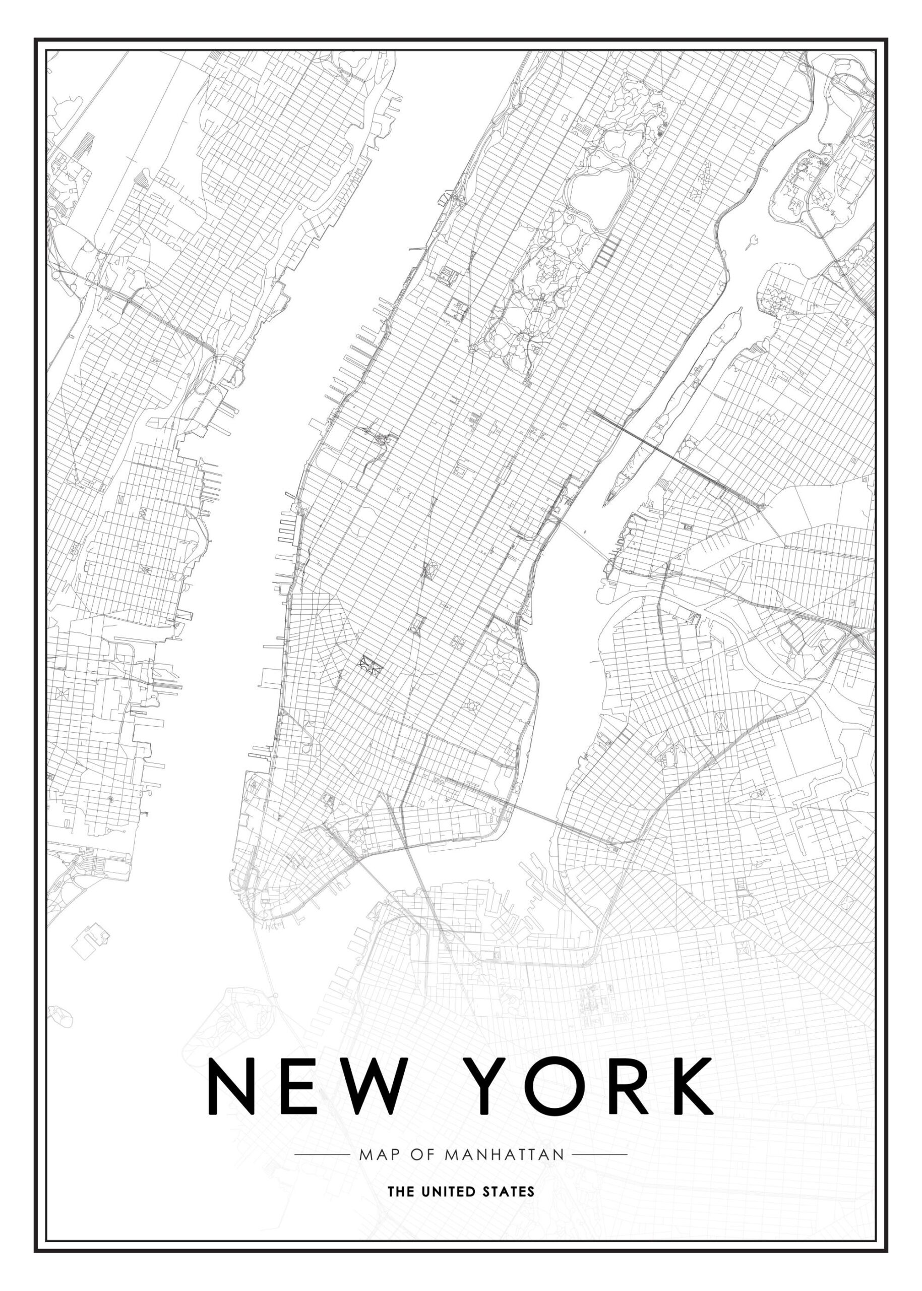 New York Map Print Manhattan Poster Desenio