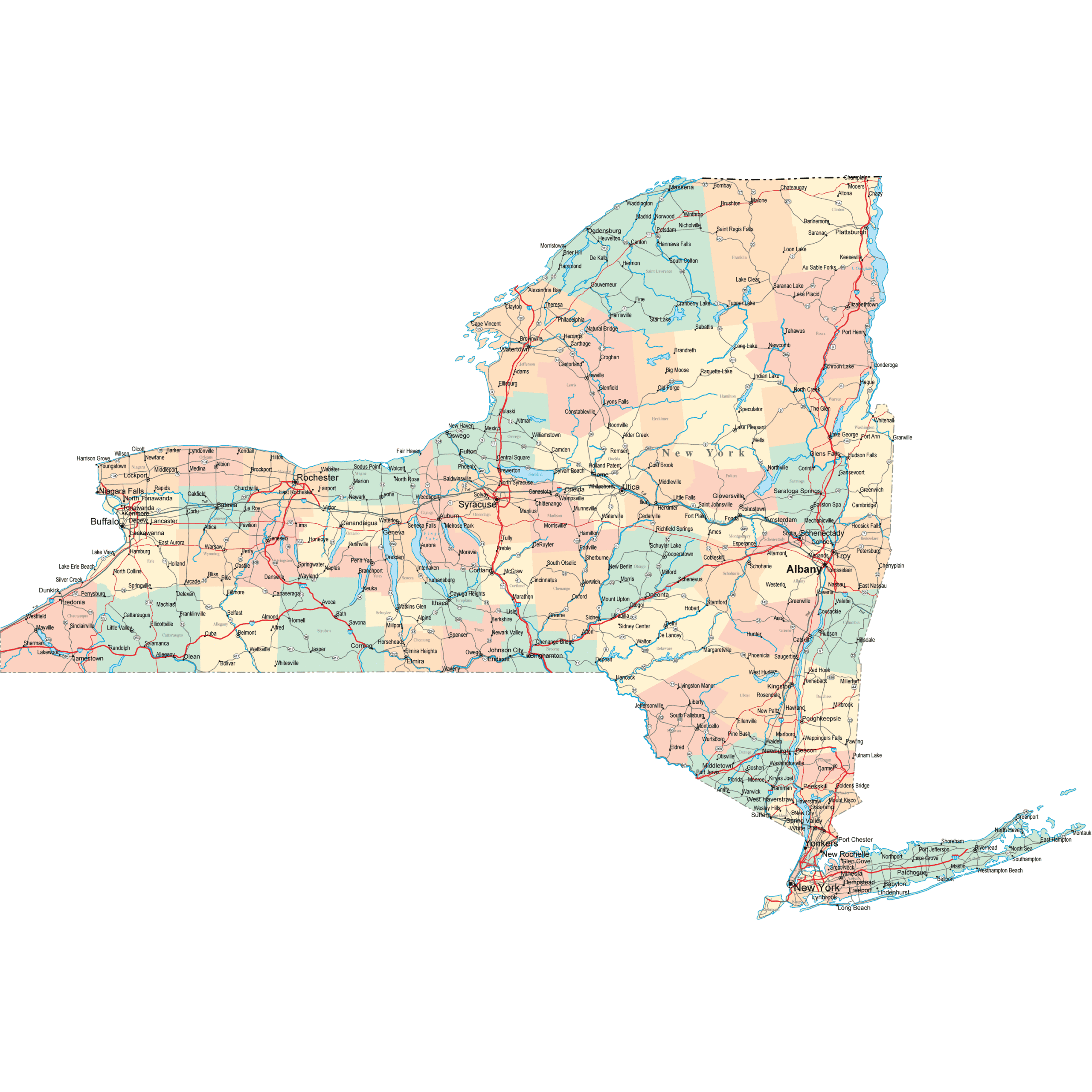 New York Road Map NY Road Map New York Highway Map