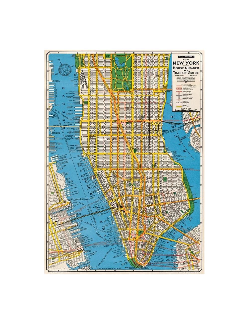 New York Street Map Wrapping Paper Sheet Poster House Shop