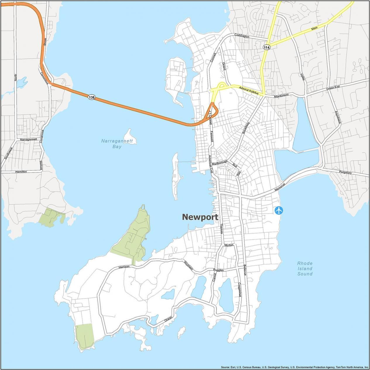 Newport Rhode Island Map GIS Geography