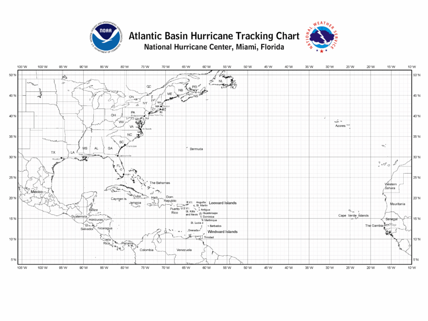NHC And CPHC Blank Tracking Charts