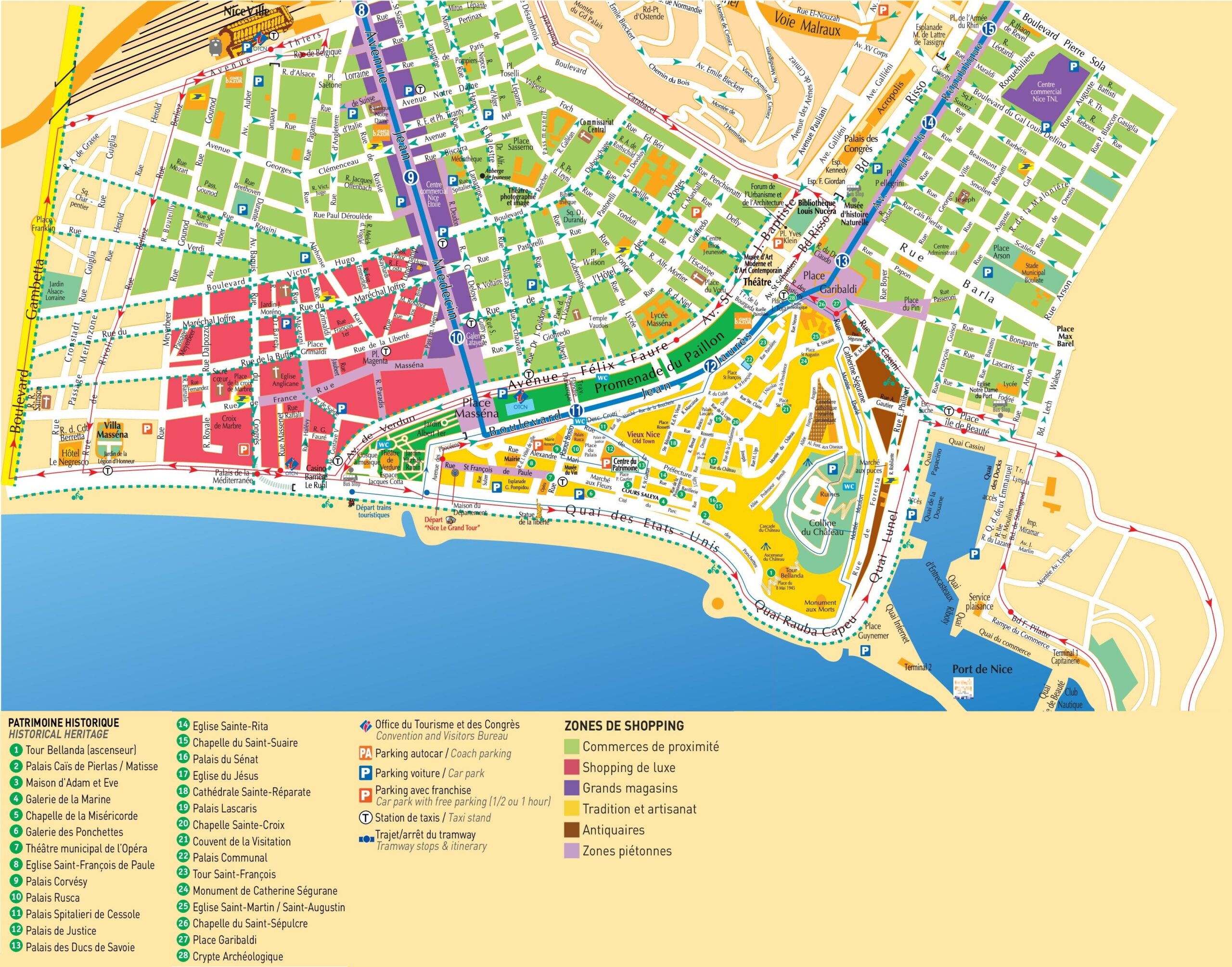 Nice Shopping And Tourist Attractions Map Ontheworldmap