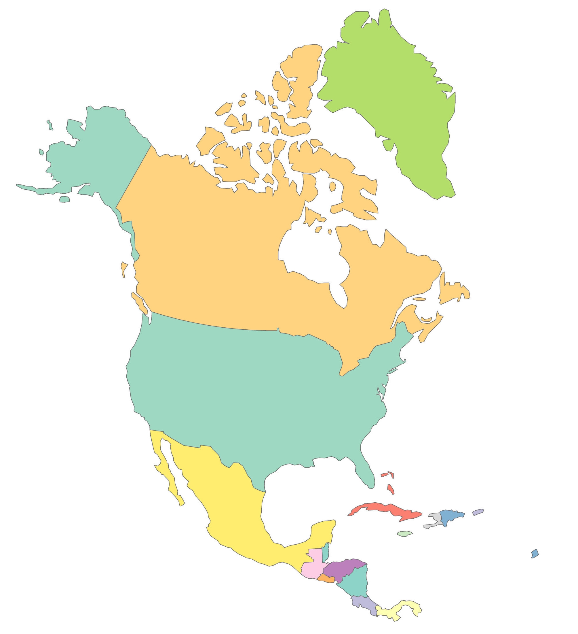 Map Outline Of Nort America Printable