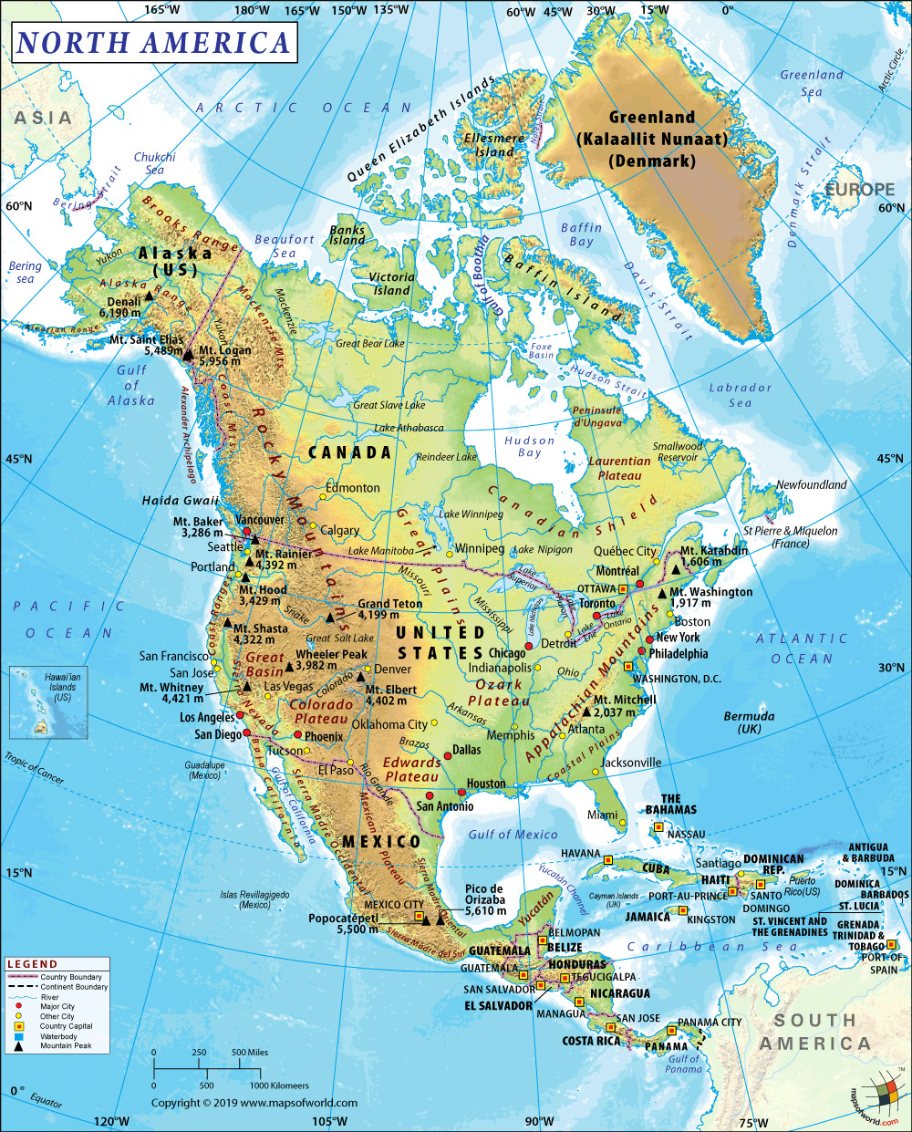 North America Map For Kids