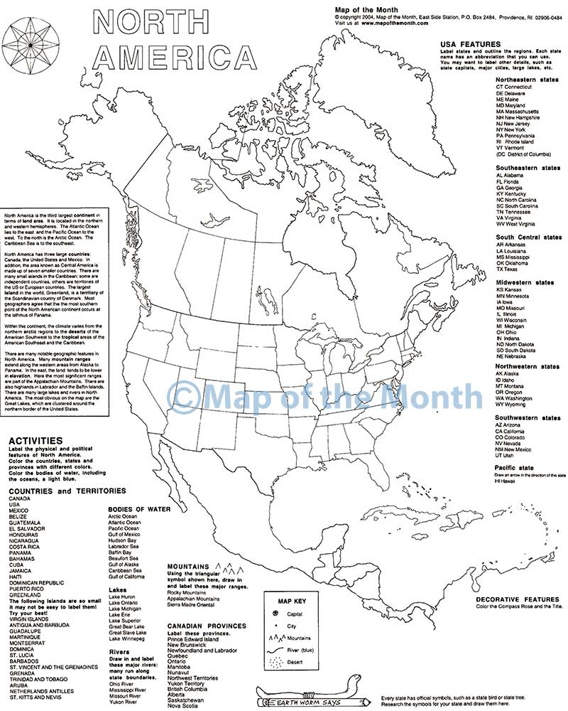 Blank Map Of North America Printable