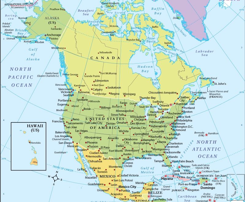 North America Map With Countries Political Map Of North America