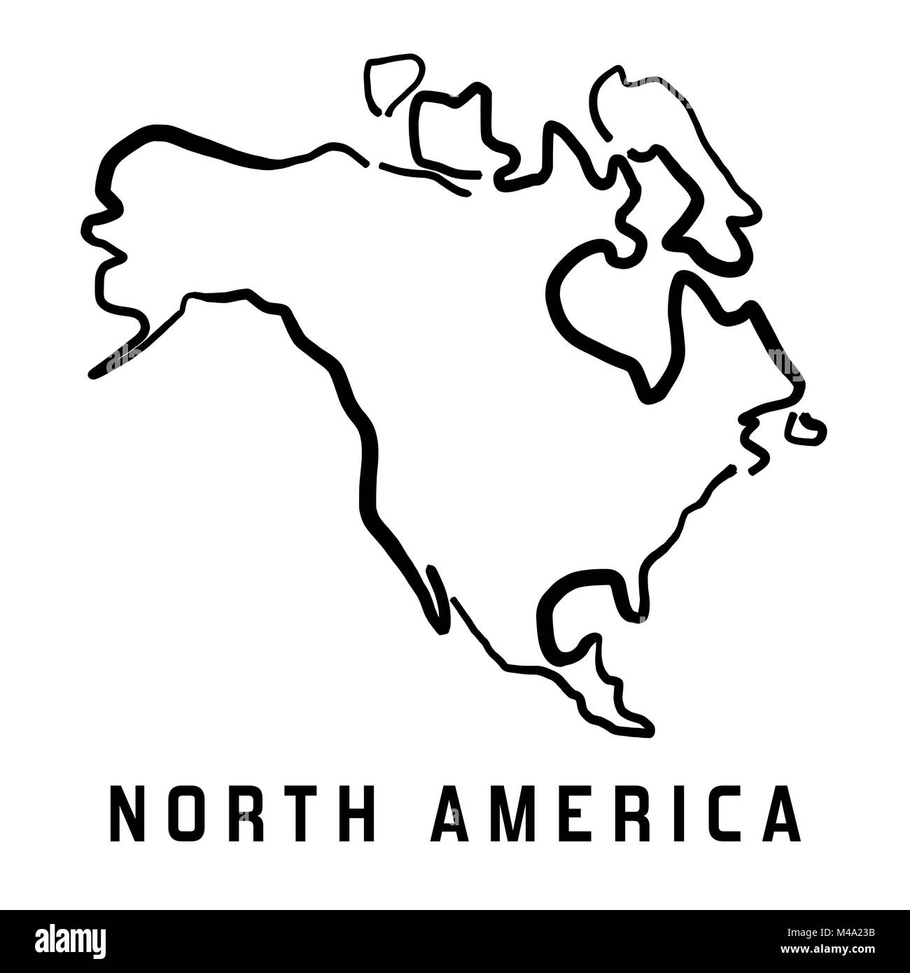North America Simple Map Outline Smooth Simplified Continent Shape Map Vector Stock Vector Image Art Alamy