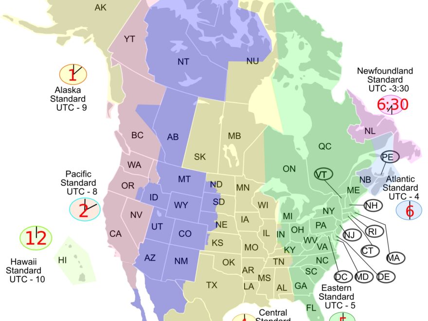 North America Time Zone Map GIS Geography