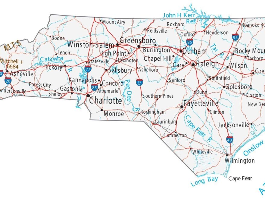 North Carolina Map Cities And Roads GIS Geography