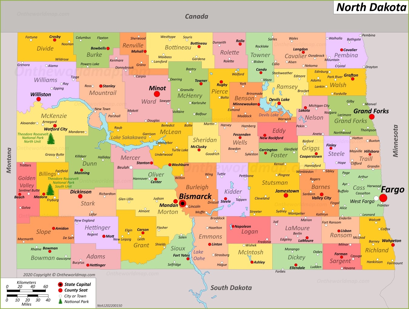 North Dakota State Map USA Maps Of North Dakota ND 