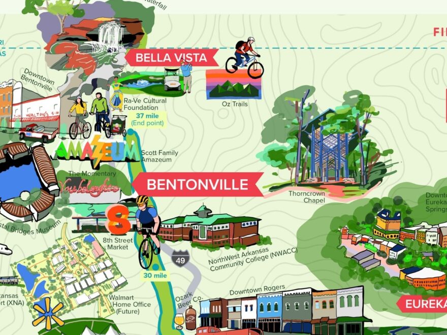 NW Arkansas Regional Map Illustration