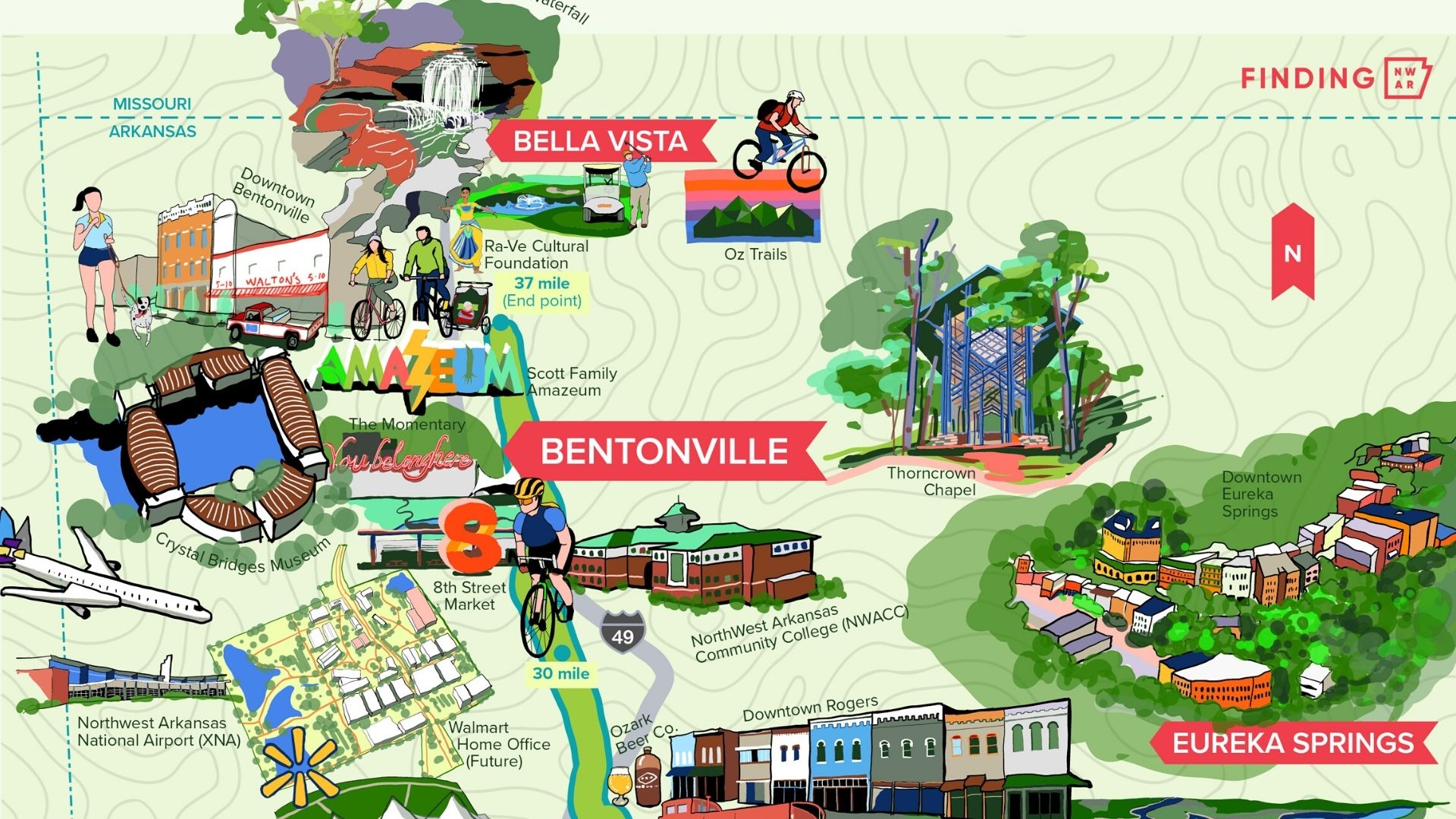 NW Arkansas Regional Map Illustration