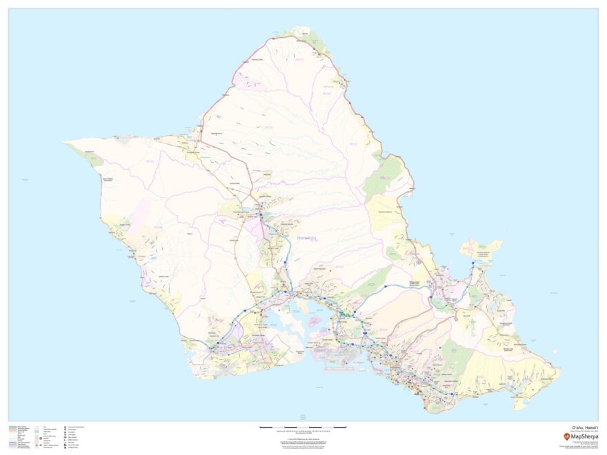 O ahu Hawai i By MapSherpa The Map Shop