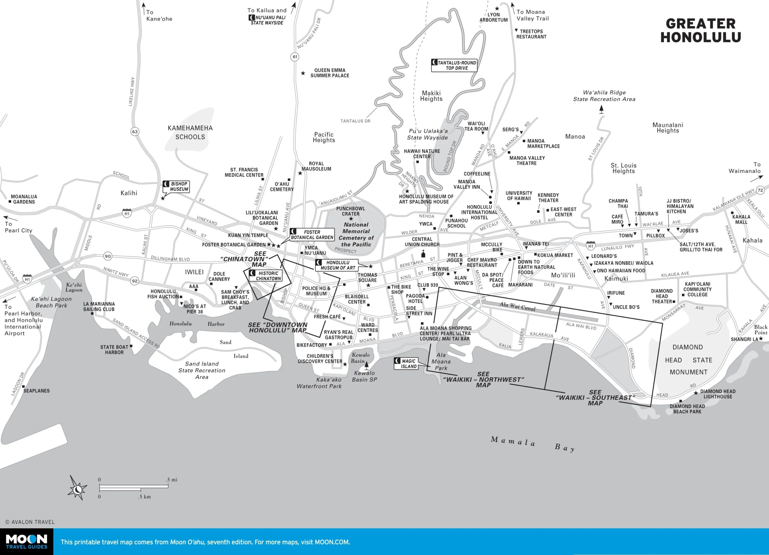 Oahu Map Printable Black And White