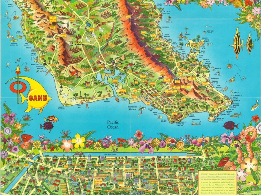 Oahu and Waikiki Beach Curtis Wright Maps