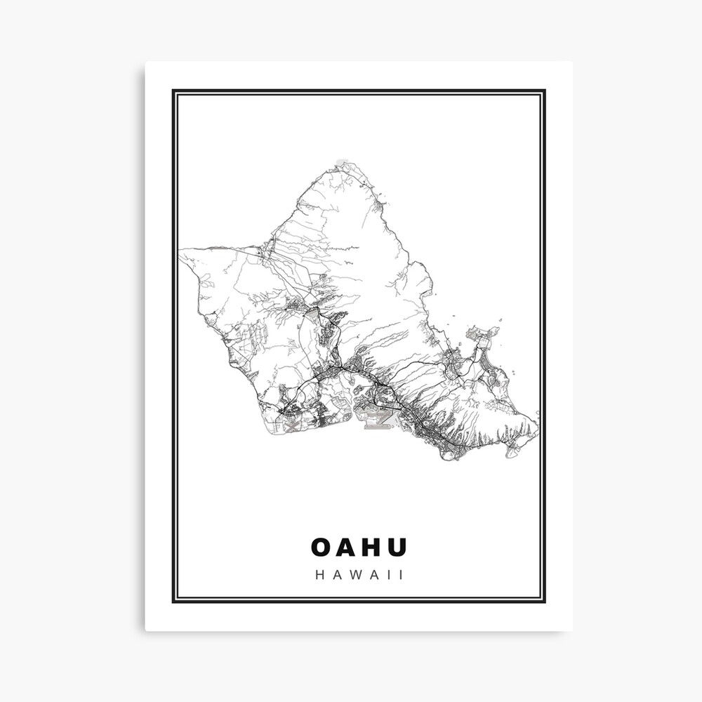 Oahu Map Canvas Print For Sale By Sibudas Redbubble