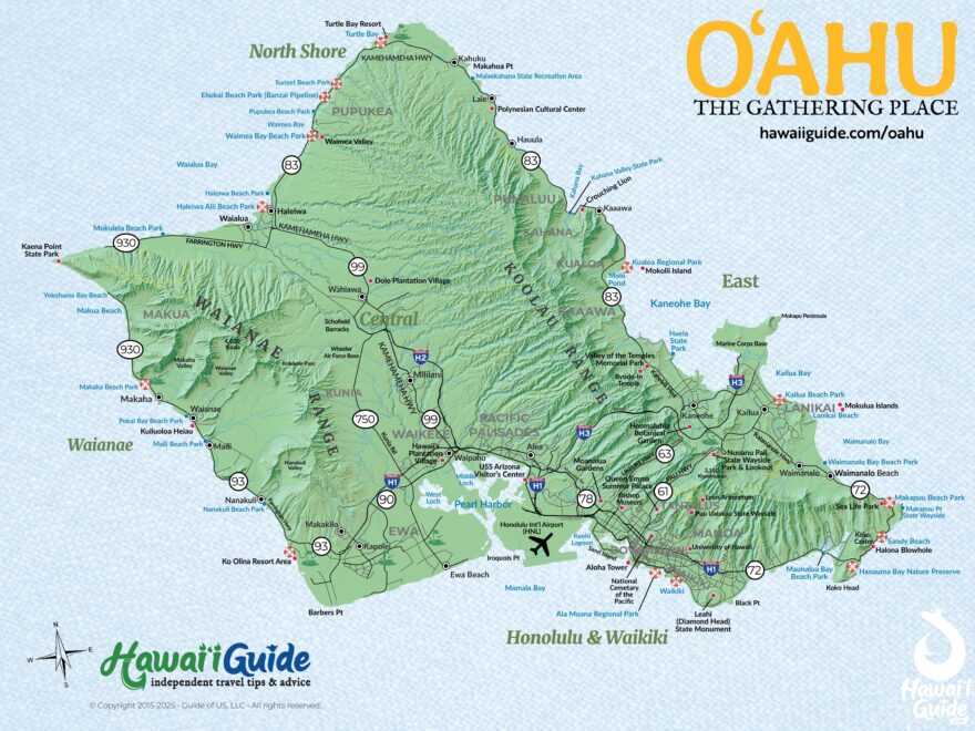 Oahu Maps Updated Travel Map Packet Printable Map HawaiiGuide