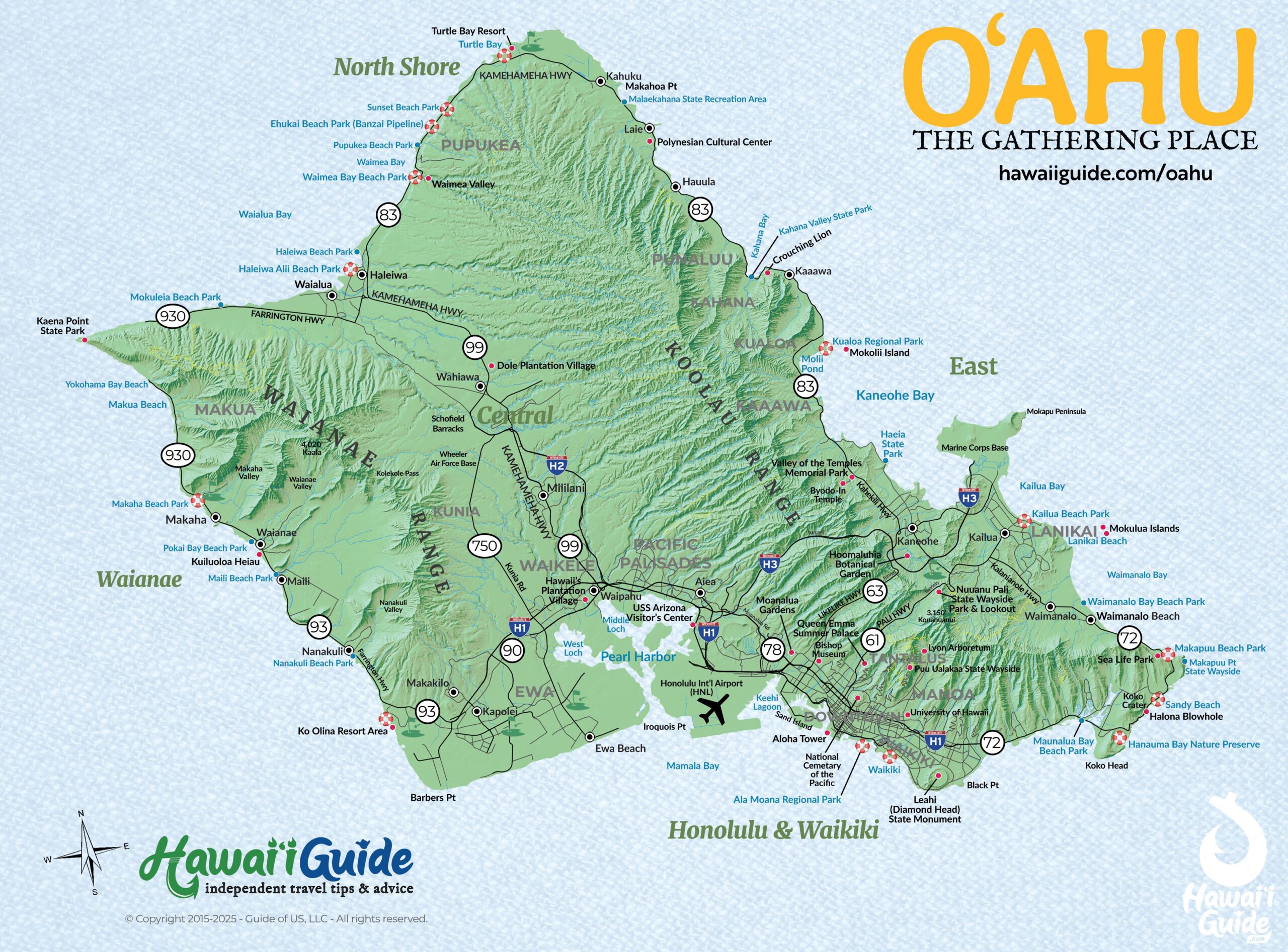 Oahu Maps Updated Travel Map Packet Printable Map HawaiiGuide