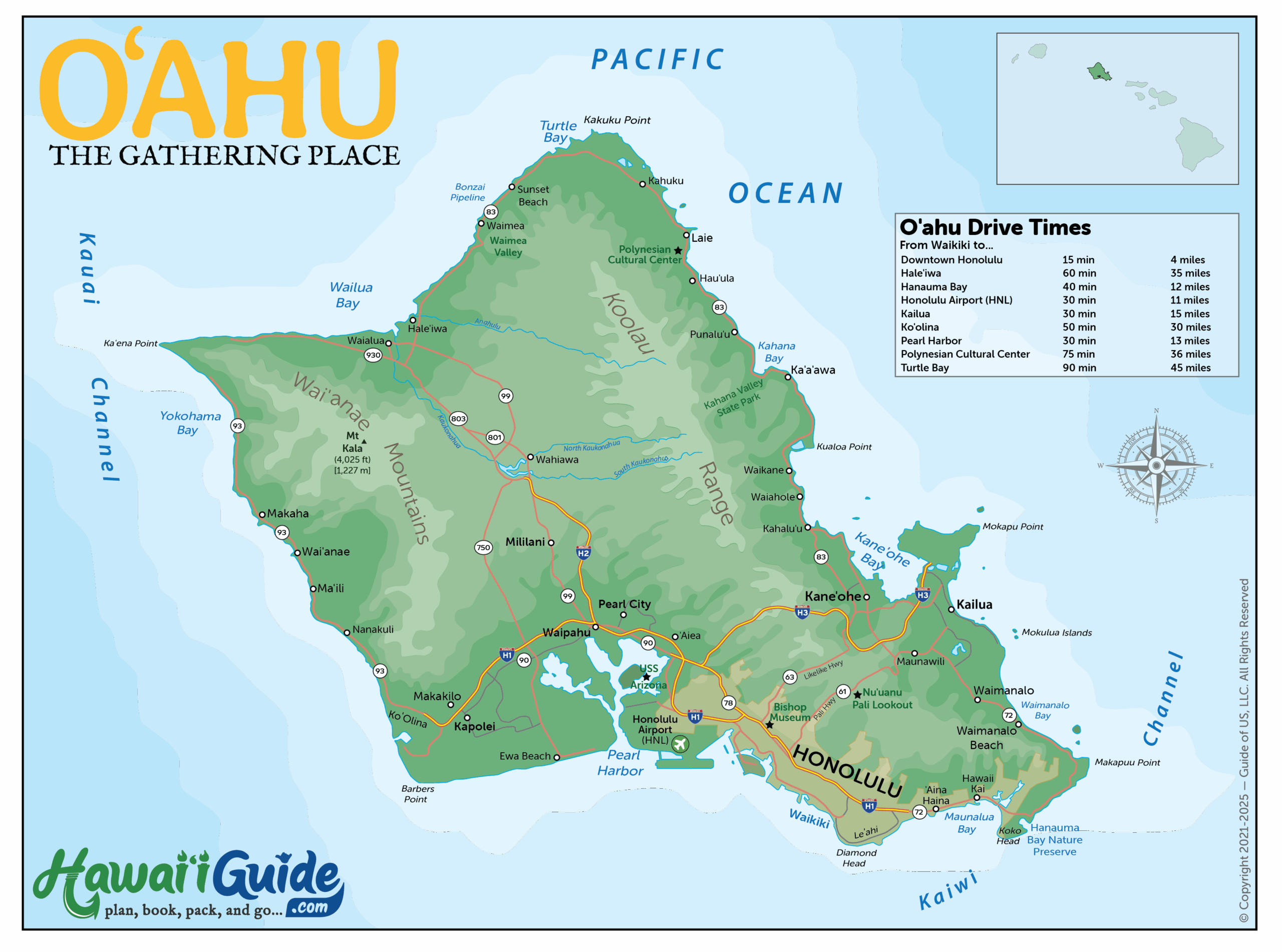Free Printable Map Of Oahu