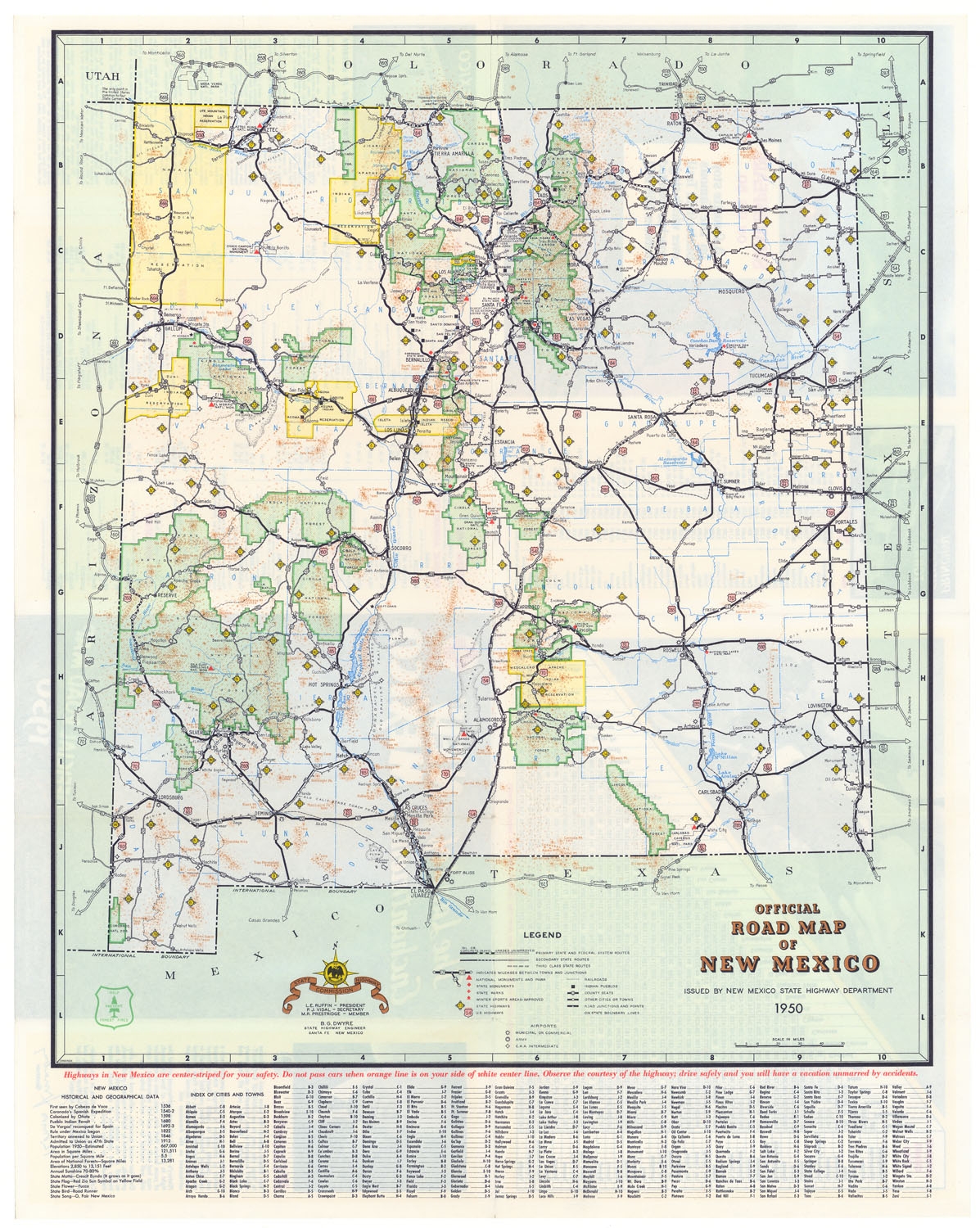 Official Road Map Of New Mexico The Old Print Shop