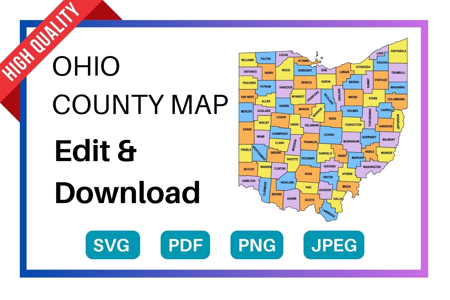 Printable Ohio Map By County