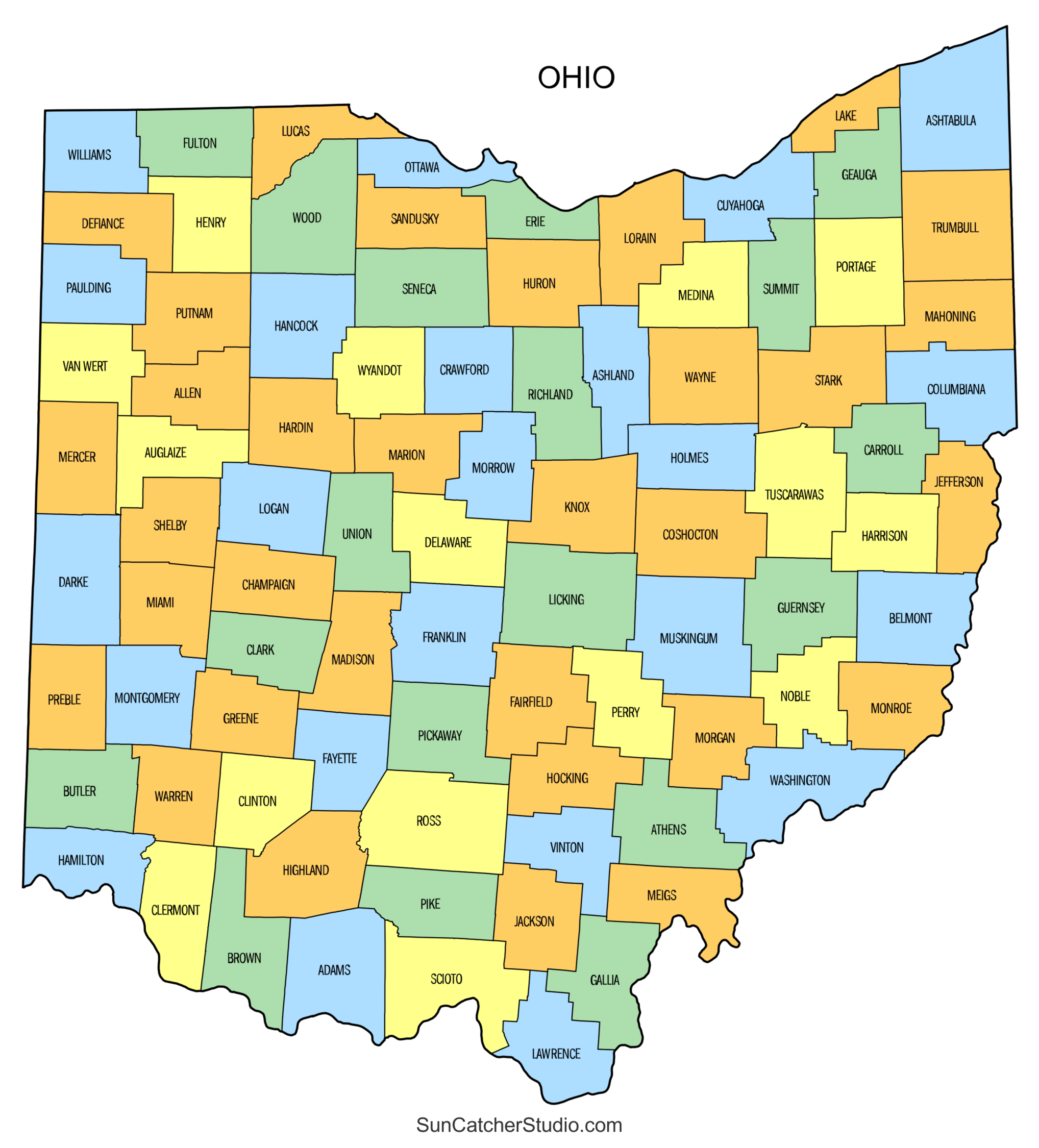 Ohio County Map Printable State Map With County Lines Free Printables Monograms Design Tools Patterns DIY Projects