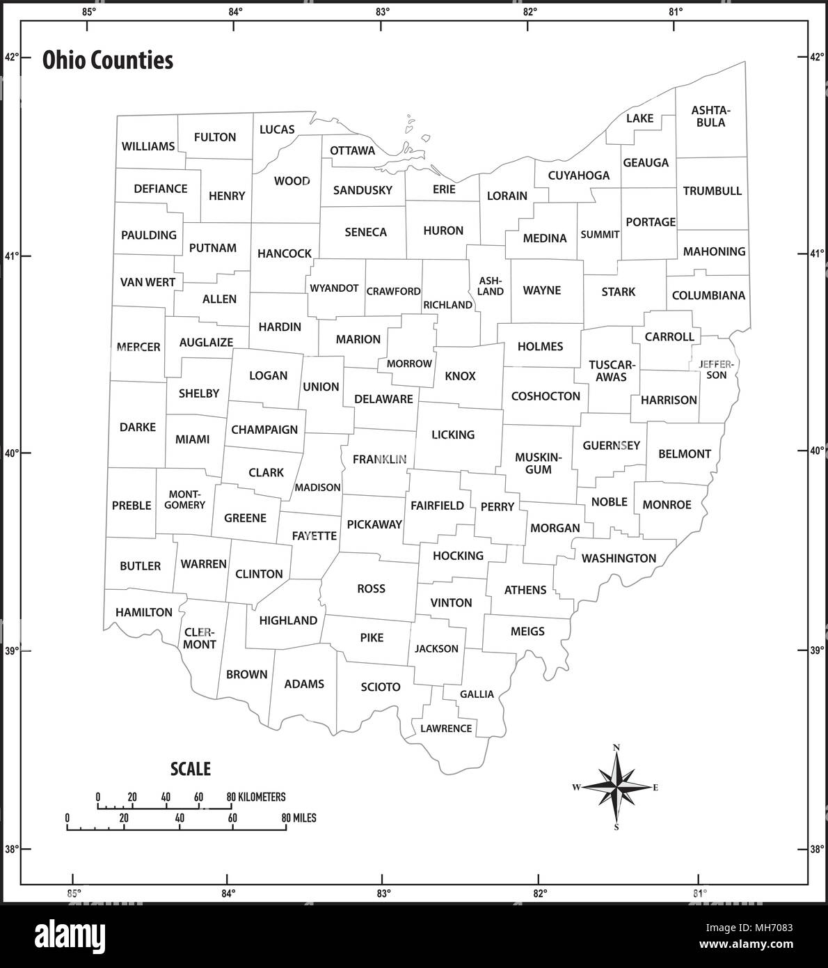 Ohio Counties Map Printable