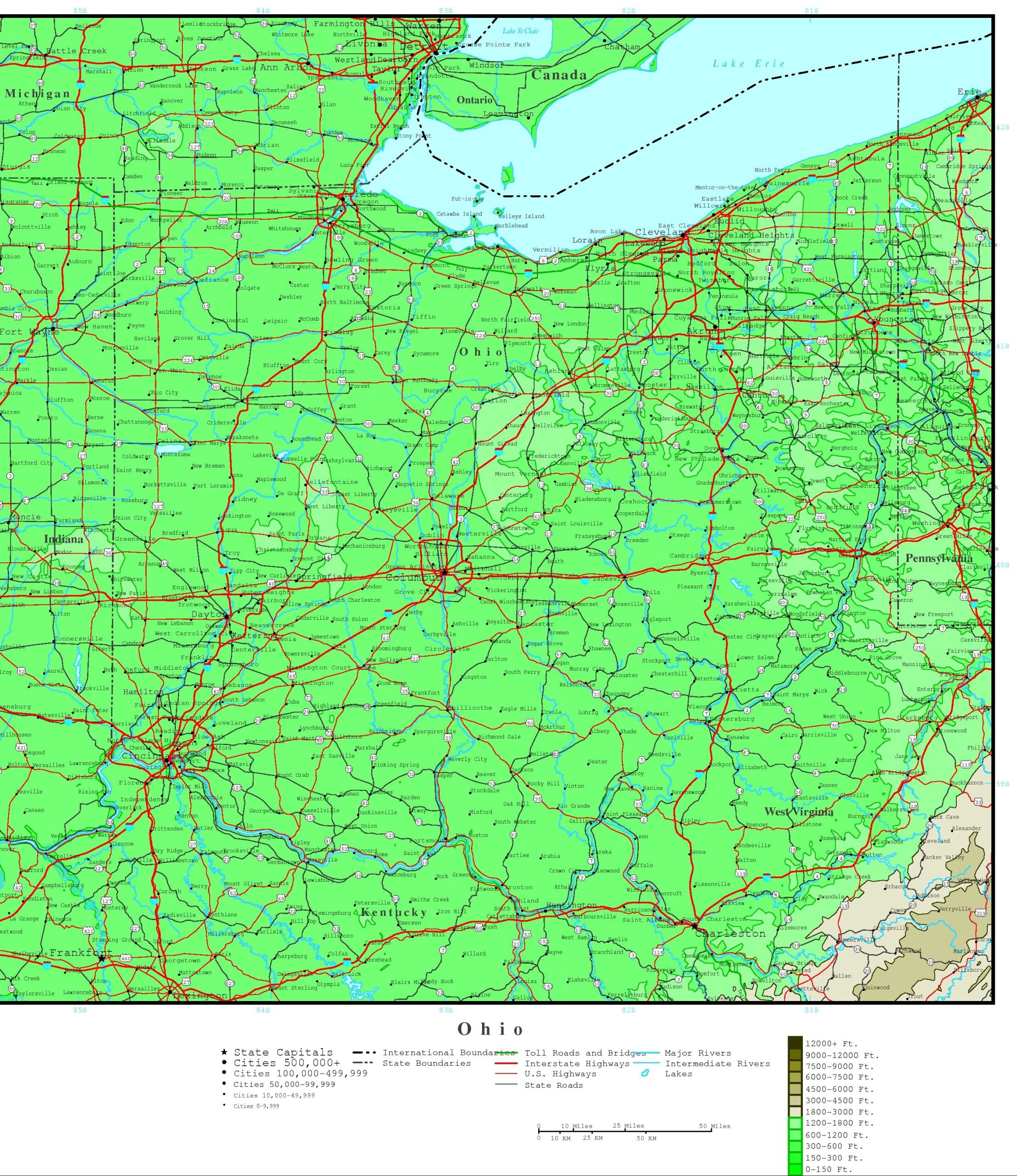 Ohio Elevation Map