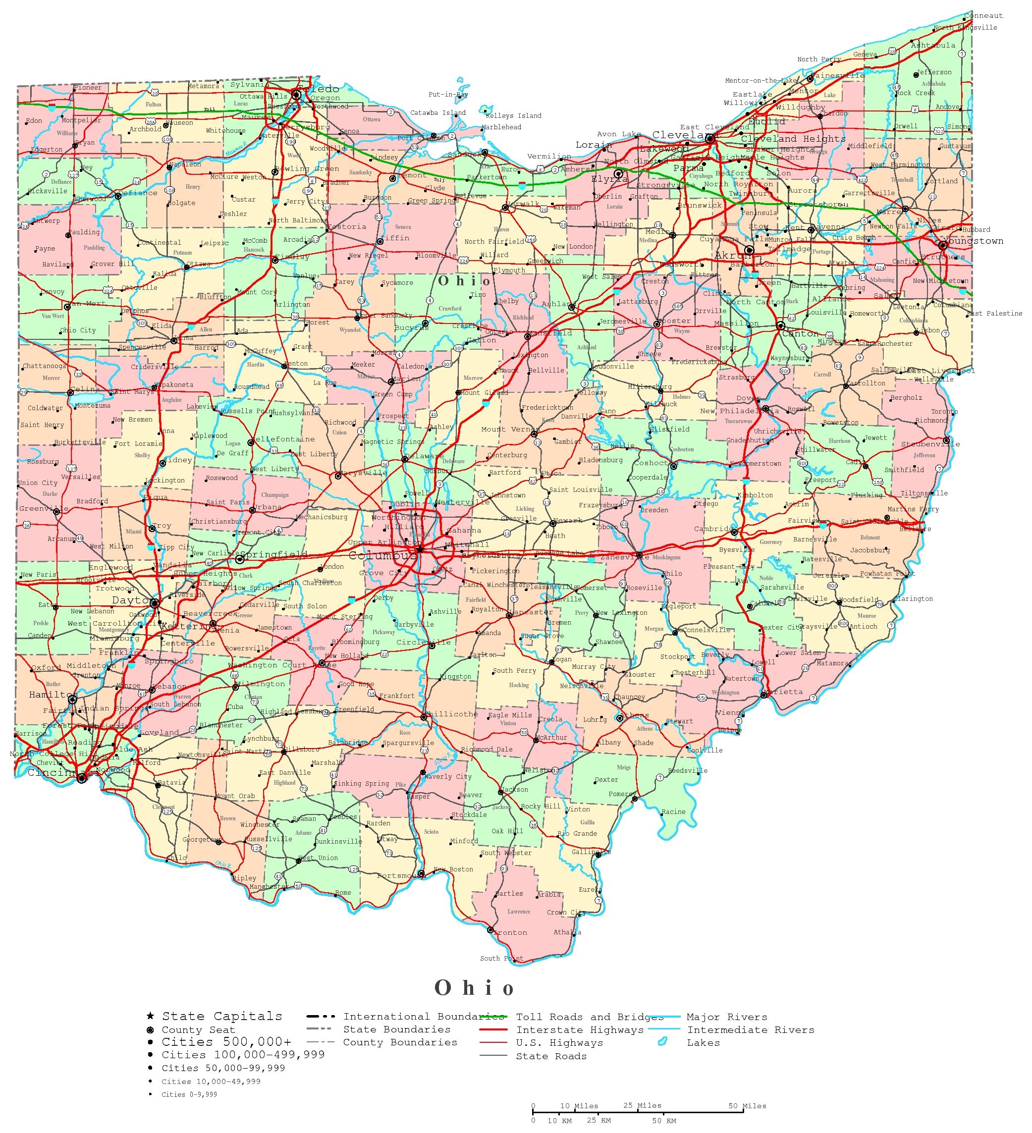 Free Printable Map Of Ohio Counties