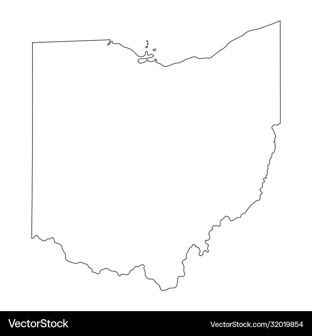 Ohio State Border Map Outline Royalty Free Vector Image