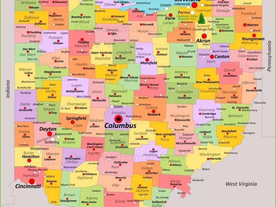 Ohio State Map USA Maps Of Ohio OH