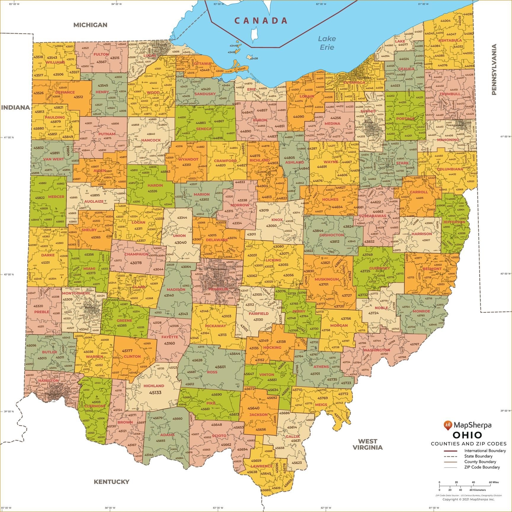 Central Ohio Zip Code Map Printable