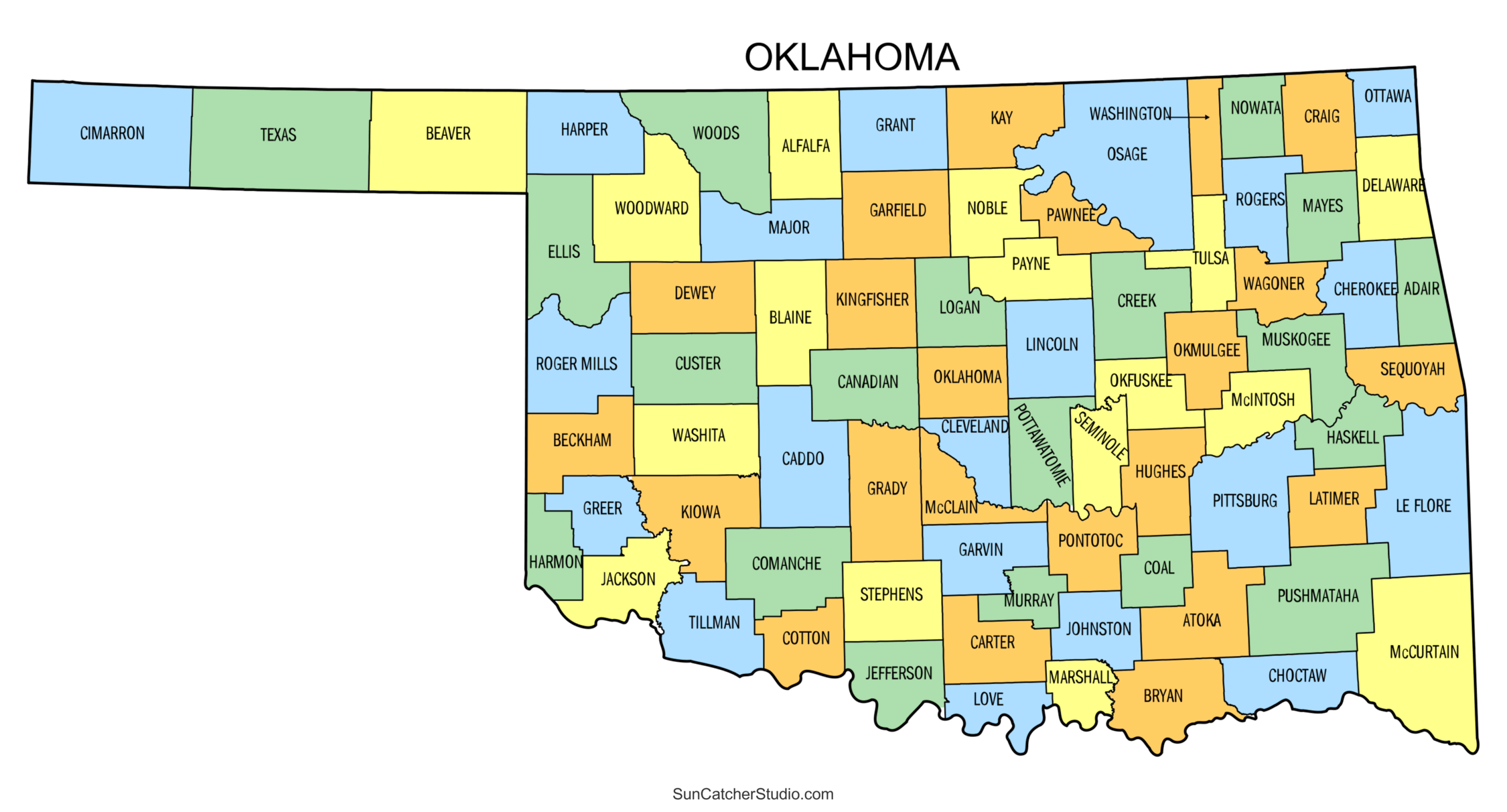 Oklahoma County Map Printable State Map With County Lines Free Printables Monograms Design Tools Patterns DIY Projects
