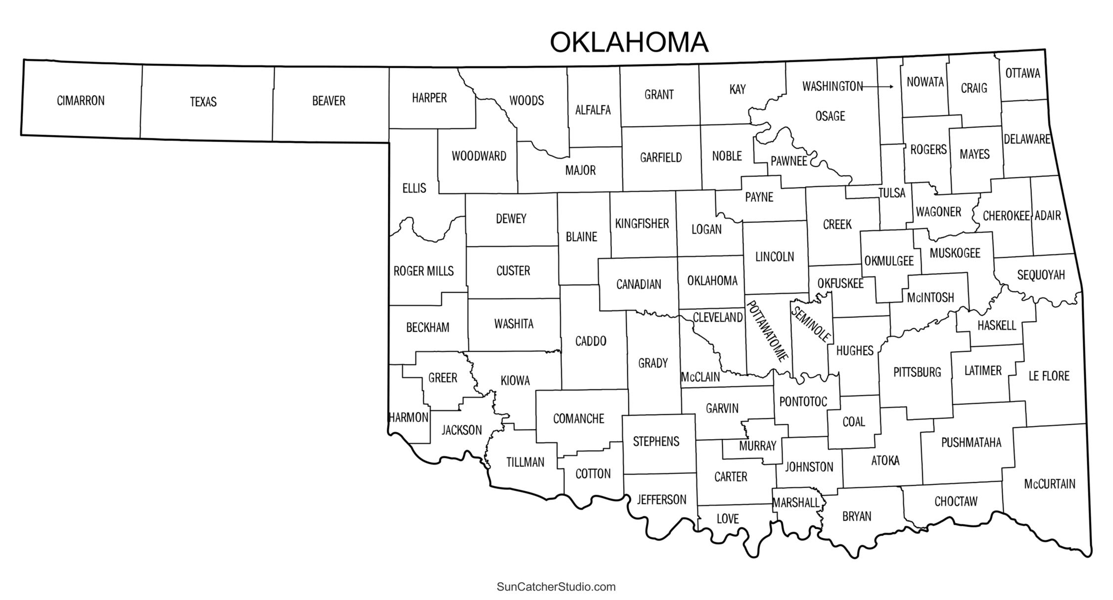 Oklahoma County Map Printable State Map With County Lines Free Printables Monograms Design Tools Patterns DIY Projects