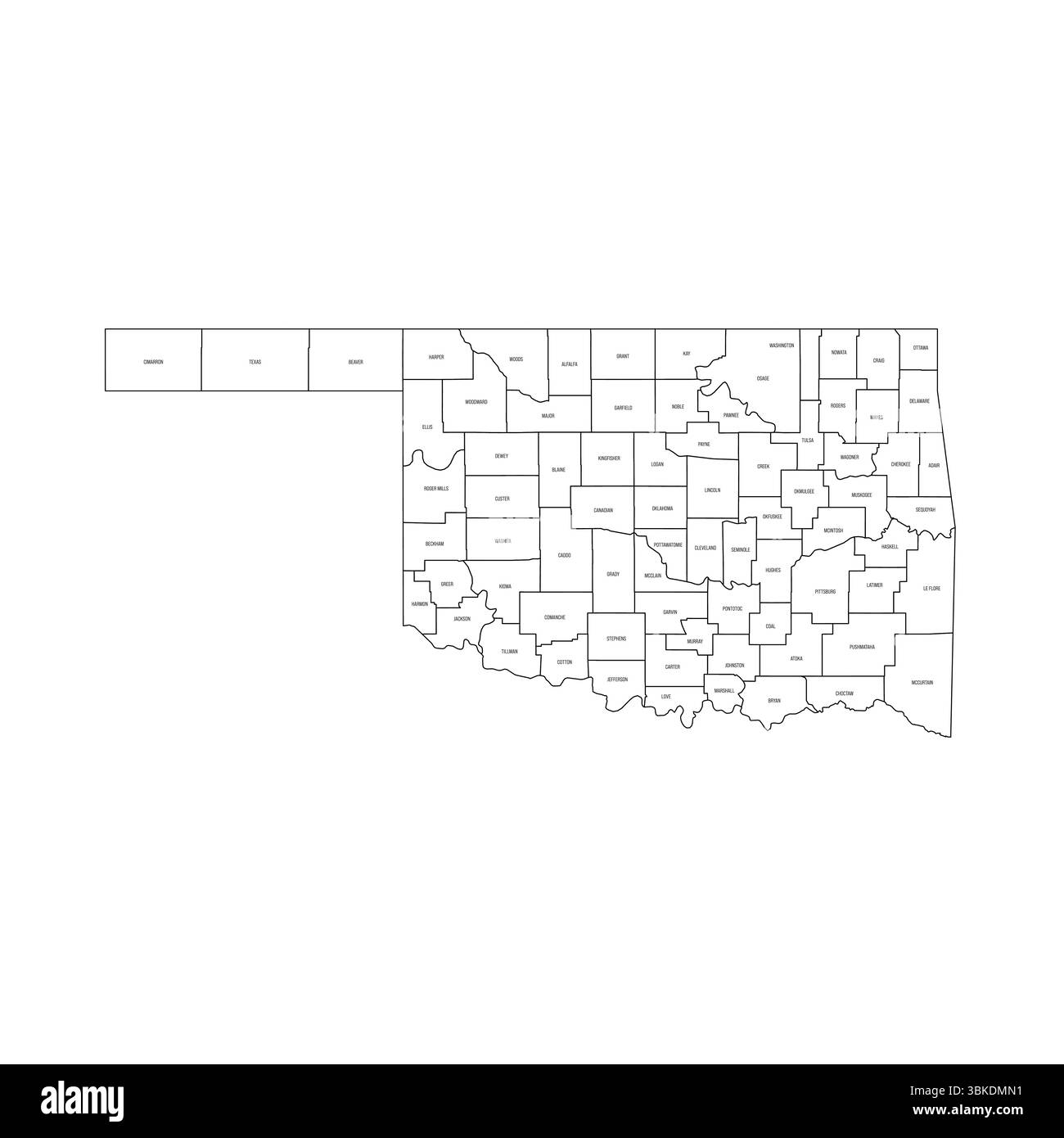Small Printable Oklahoma Map Wtih The Counties