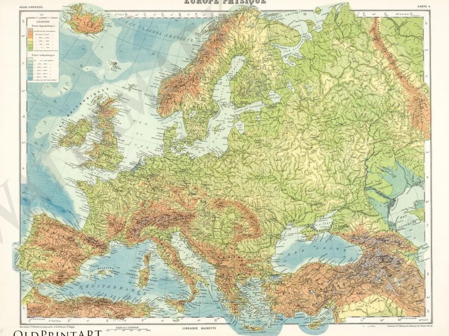 Old Colorful Map Of Europe School Atlas Map Europe Europe Europa Map High Res Printable Download Etsy