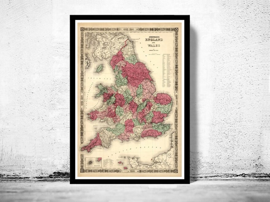Old Map Of England And Wales 1865 Vintage Map Wall Map Print VINTAGE MAPS AND PRINTS