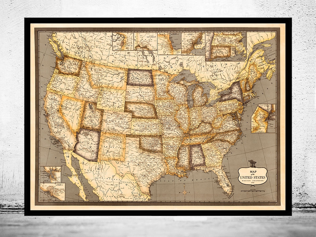 Vintage Printable Map Usa