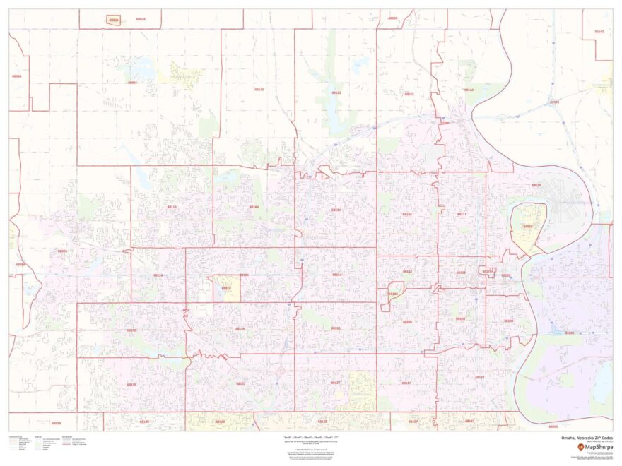 Omaha Nebraska ZIP Codes Map Stanfords