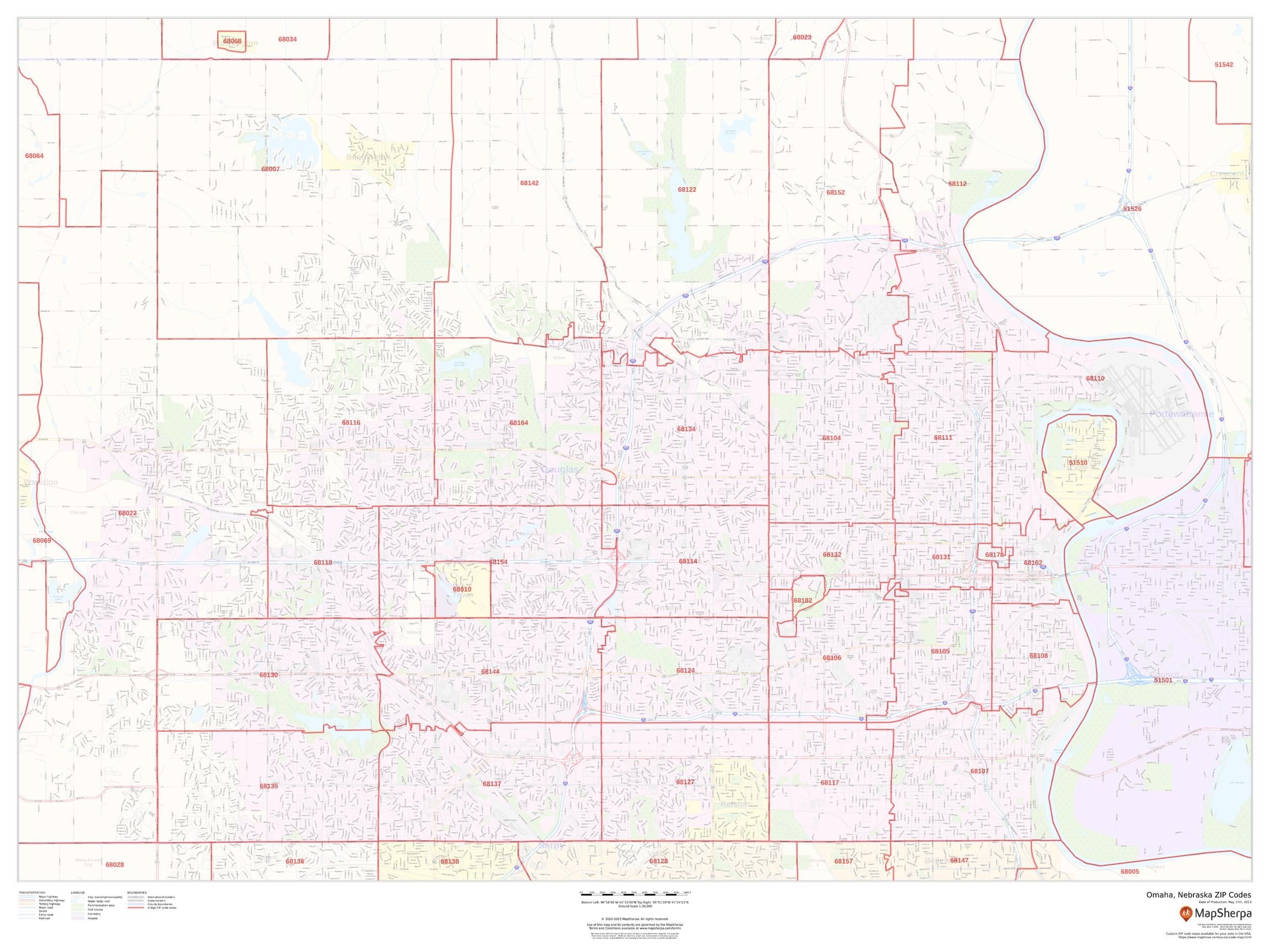 Omaha Nebraska ZIP Codes Map Stanfords