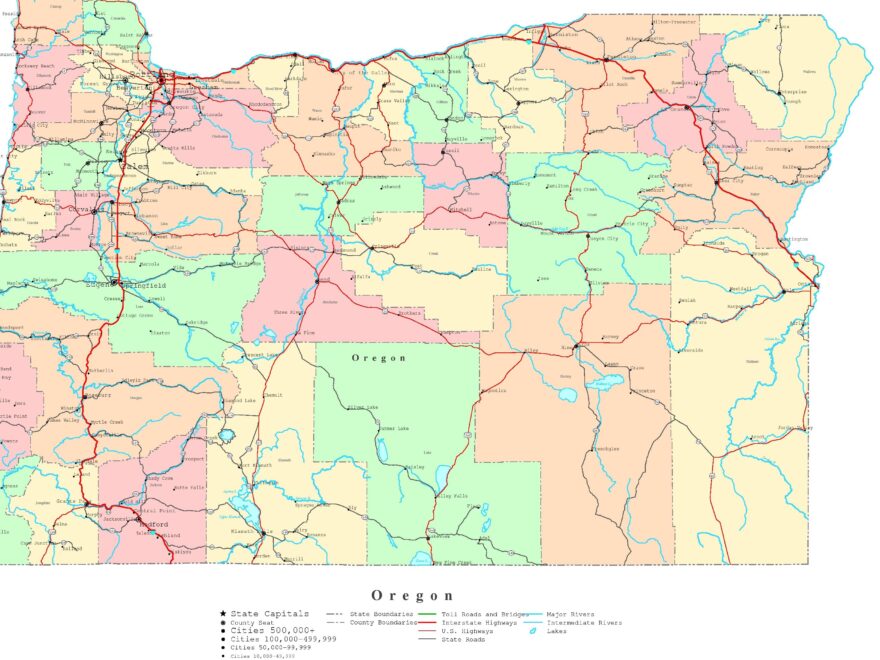 Oregon Printable Map