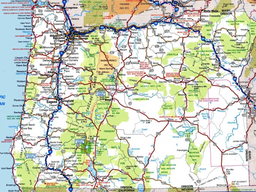 Oregon Road Map Ontheworldmap