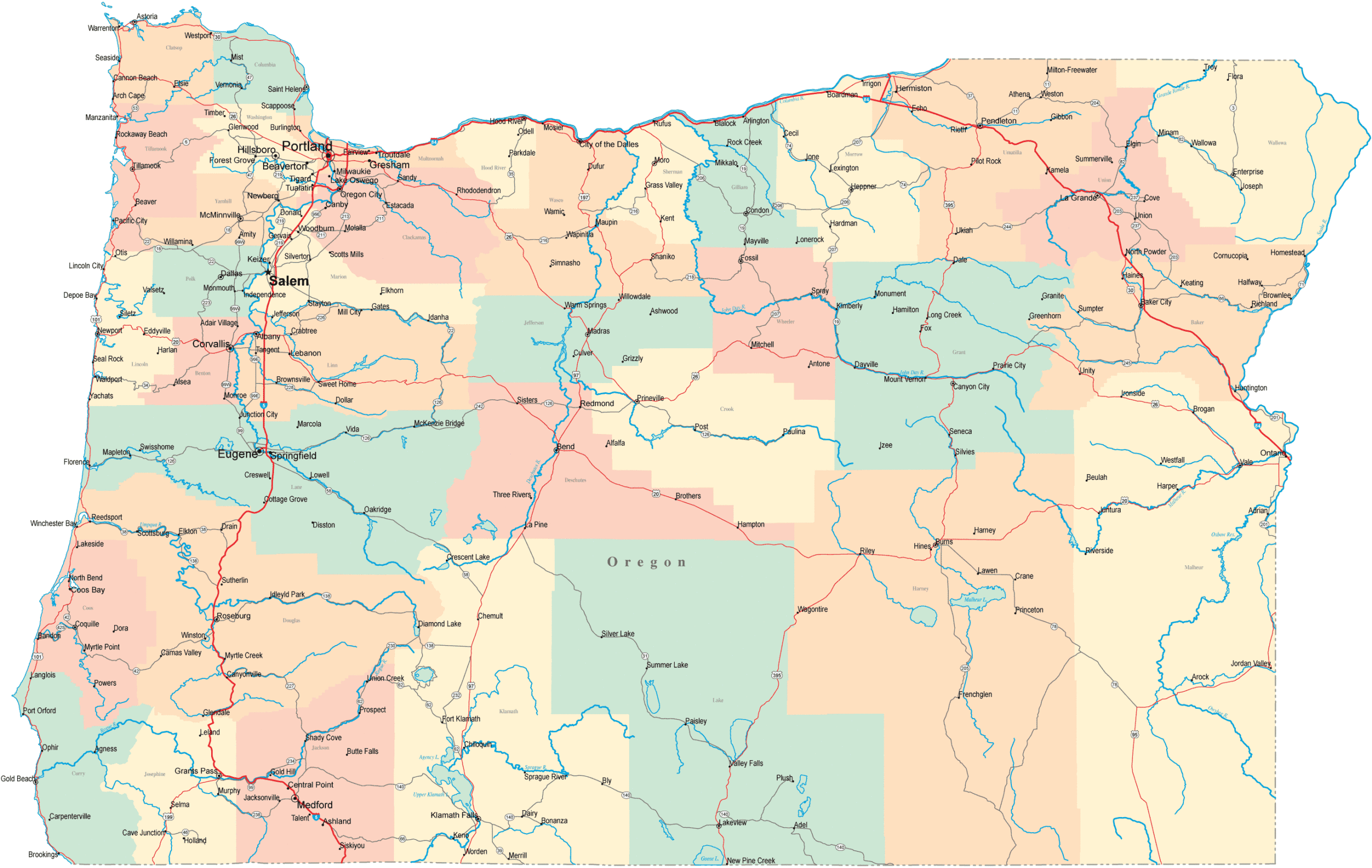 Oregon Road Map OR Road Map Oregon Highway Map
