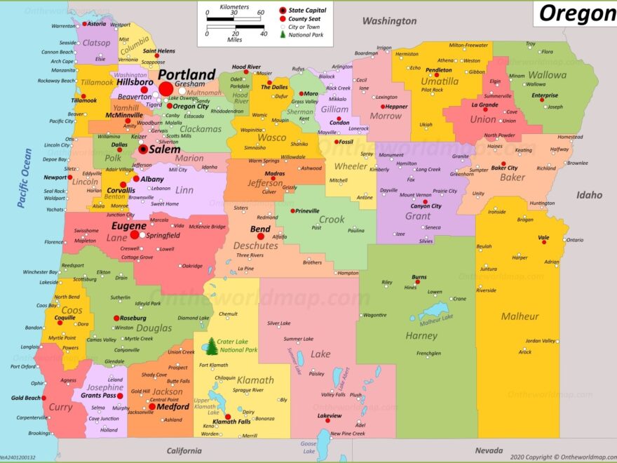 Oregon State Map USA Detailed Maps Of Oregon OR