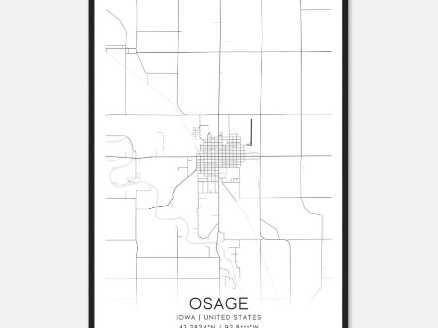 Osage Iowa Map Poster Modern Home Decor Wall Art Print Custom Maps Posters
