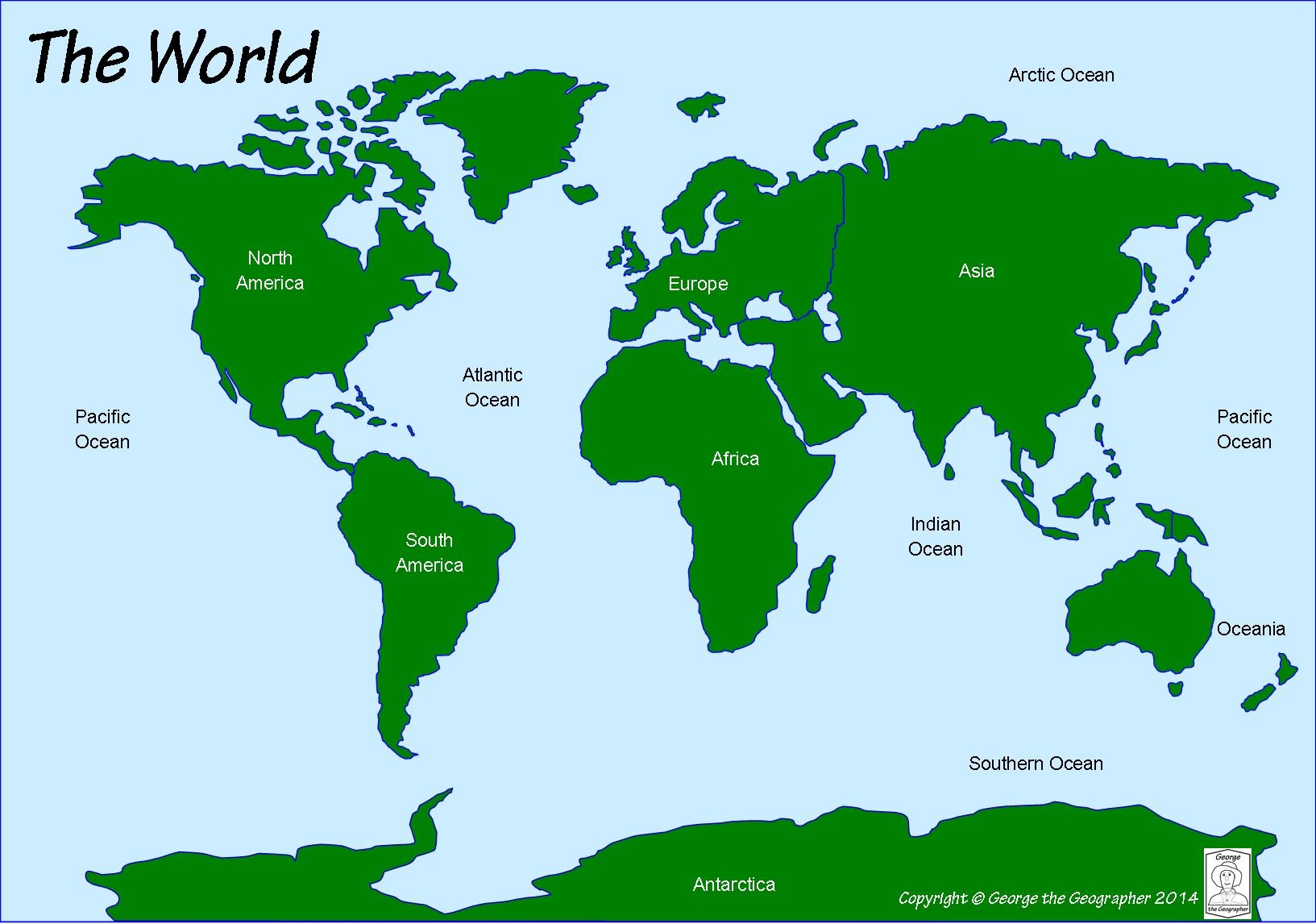Free Printable Map Of Continents And Oceans