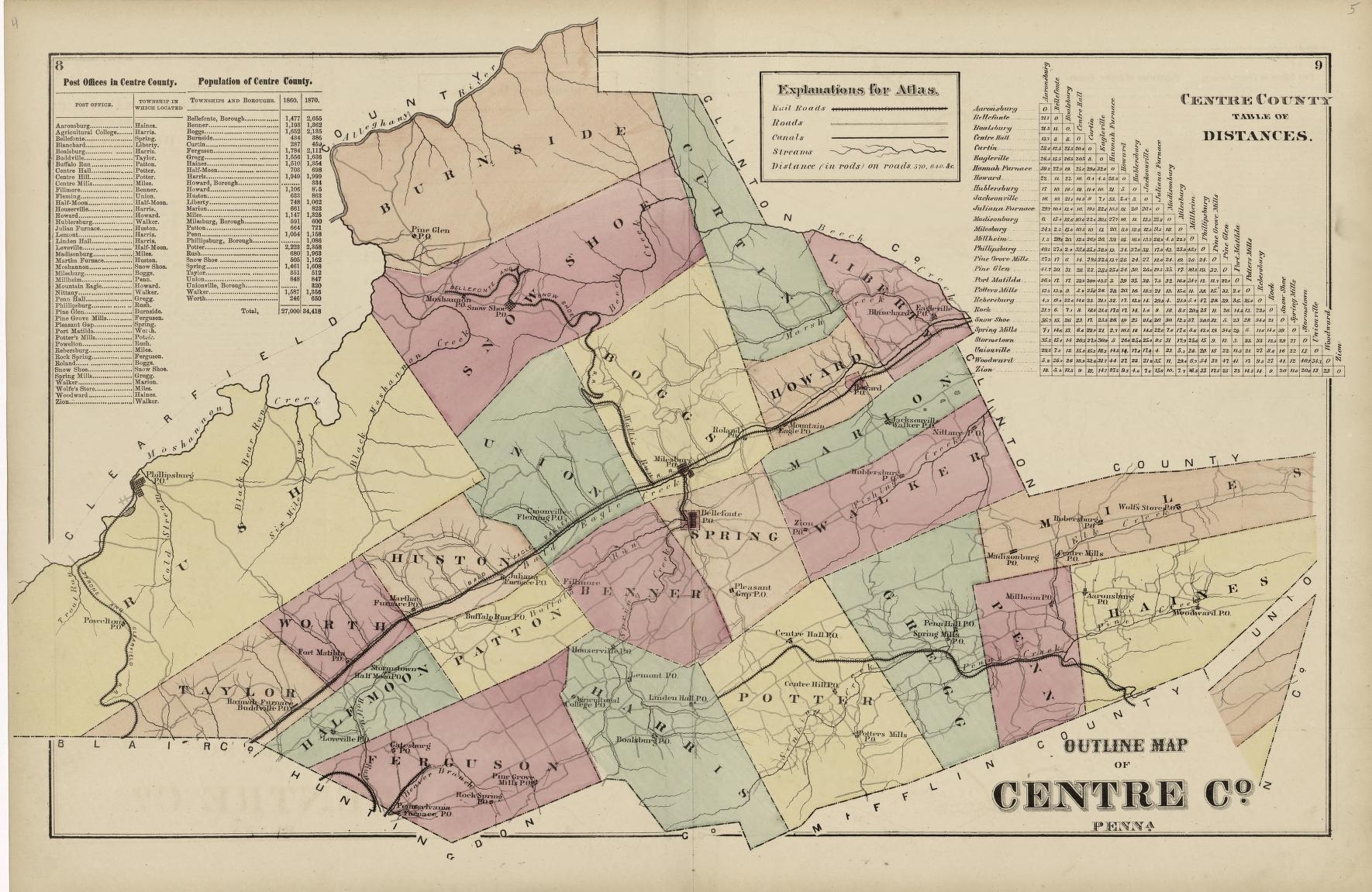 Outline Map Of Centre County Pennsylvania Library Of Congress