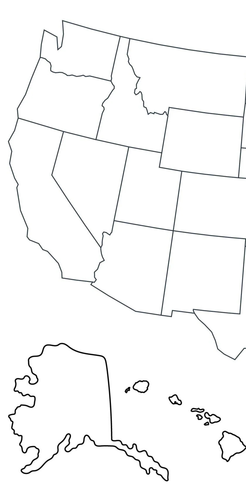 Outline Map Of North America Blank Black And White Map Of USA Printable Blank US Map Quiz Etsy Israel