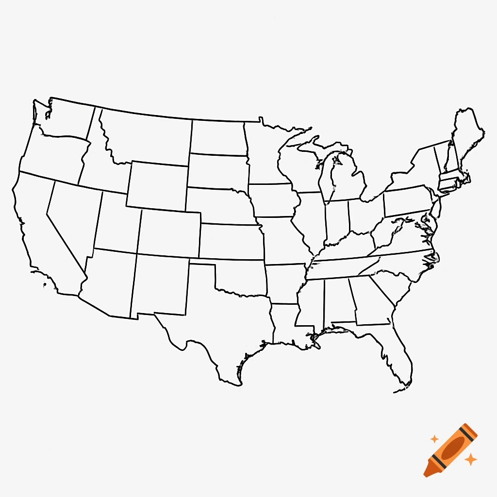 Outline Of The United States On Transparent Background Created On Craiyon